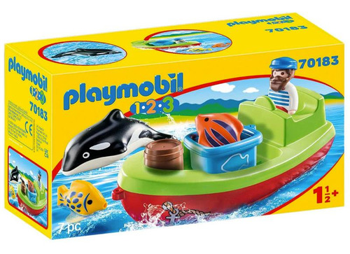 Playmobil 1.2.3 Pescador Con Bote Super Oferta