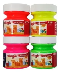 Tempera Fluo Albamagic Pote 275g Colores Fluo Neon Color Rosa Fucsia