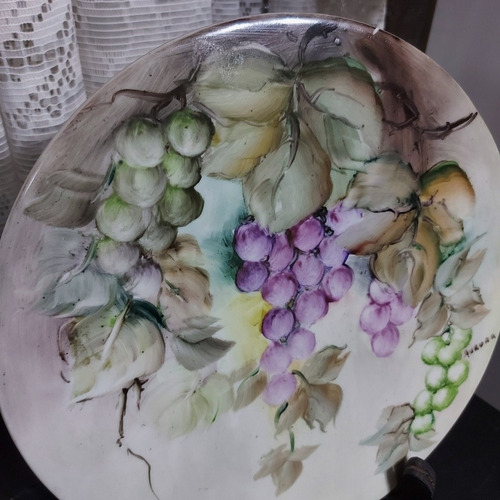 Imagem 2 de 6 de Prato De Pudim Antigo Pintura A Mão Porcelana Aurora