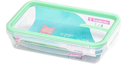 Pote Hermético De Plástico Freshy 820ml Verde - Sanremo Cor Transparente