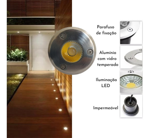 15 Balizador De Embutir Em Piso Chão Spot Led Cob 3w Bivolt