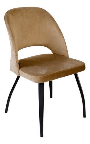 Silla Para Comedor Pana Taupe Industrial Lotus Pata Negra X2 Color de la estructura de la silla Negro