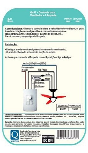 Imagem 3 de 5 de Controle Ventilador De Teto 1 Lamp Qualitronix Qv371