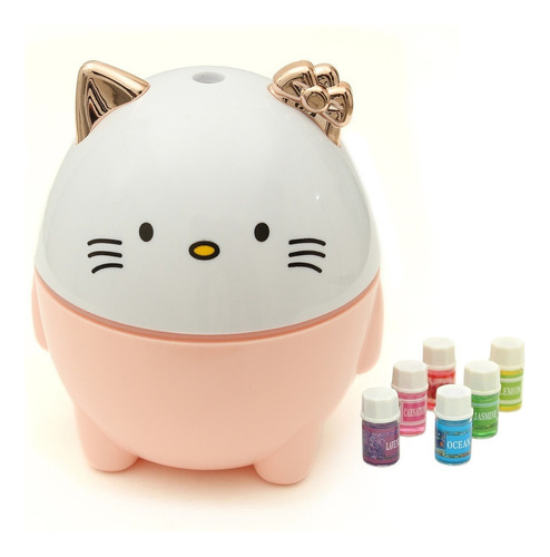 Mini Difusor Kitty Aromaterapia Humidificador Aroma Incluido Color Coral Claro