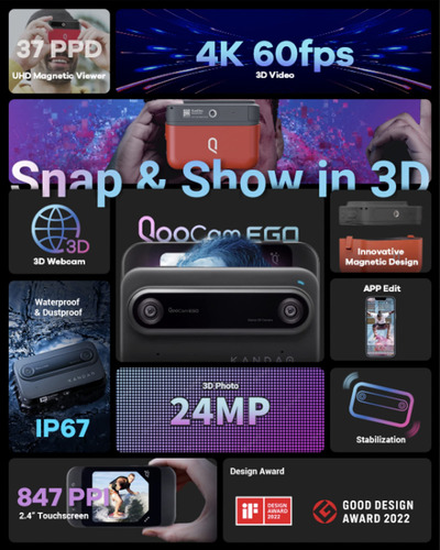 Kandao QooCam 8K Videocámara Acción Gran Angular Negro