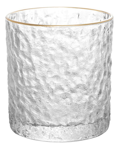6 Copos Para Whisky De Cristal Martelado Fio De Ouro Lyor
