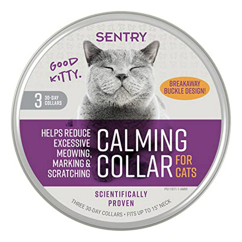 Sentry Industries - Collar Calmante Para Gatos, 3 Quilates, 