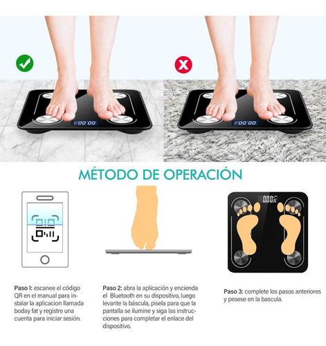Imagen 7 de 7 de Digital Báscula Para Grasa Con App Bluetooth
