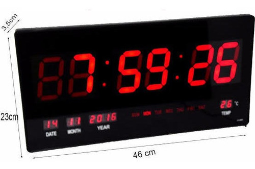 Reloj De Pared Electrónico De Led De 46 Cm Rojo