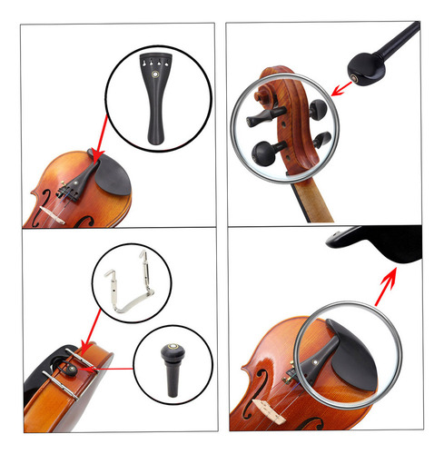 - Accesorios Violín 4/4 15 Piezas: Cordal, Cordón, Botón,