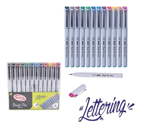 Imagen 3 de 3 de Brush Pen Lettering Marca Adix 12 Unidades