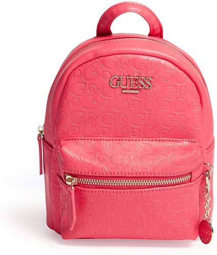 Mochila Backpack Guess Mujer Roja Cierre Y Logo Guess Dorado