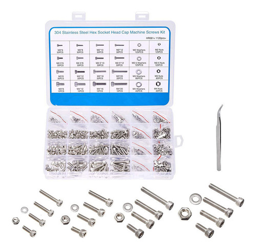 1120pcs M2 M3 M4 M5 Tampa Métrica Hexagonal De Cabeça