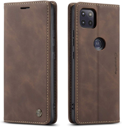 Funda Para Moto One 5g Ace, Marron/billetera/cuero