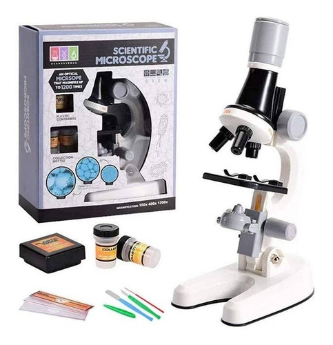 Imagen 1 de 5 de Kit Microscopio Compuesto Con Luz 100x A 450x + Accesorios