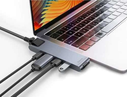 Imagem 7 de 9 de Hub Baseus Macbook Mac Book Thunderbolt Usb-c Hdmi Vga Rj45