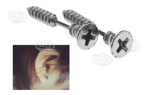 Par De Tornillo Plateado Stud Pendientes Mujeres Hombres Got