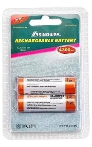 Pilas Singway Pack X2 A A Recargable 4300mah 1.2 V Crazy