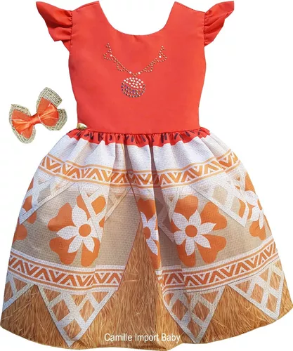 Vestido Luxo Moana Baby Laranja