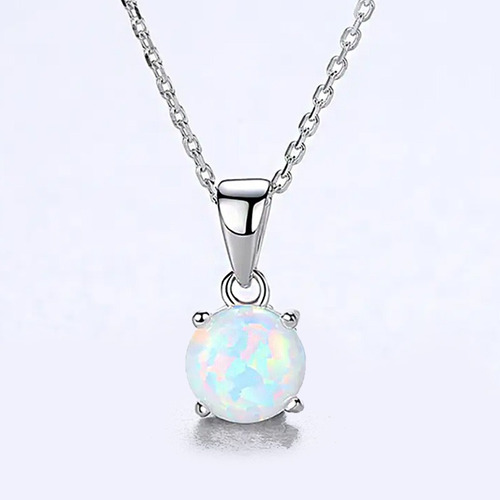 Collar Aurora De Plata 925 Con Ópalo Y Baño De Oro 18k S Plateado