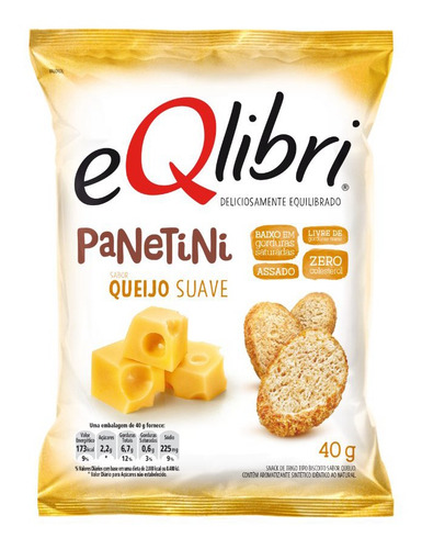 Snack Queijo Suave Eqlibri Panetini Pacote 40g