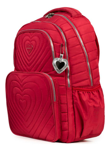 Mochila Escolar Feminina Juvenil Bagaggio cor Vermelho