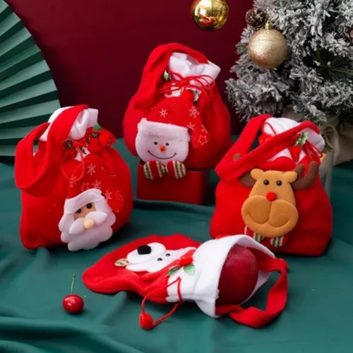 12 Bolsas Grandes Para Decoración De Caramelos Navideños