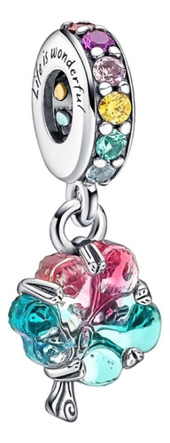Dije Charm Colgante Árbol De Unión Cristal De Murano Plateado