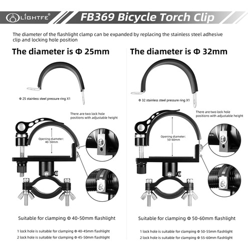 Lightfe - Soporte Para Linterna De Bicicleta Fb369 De Aleaci
