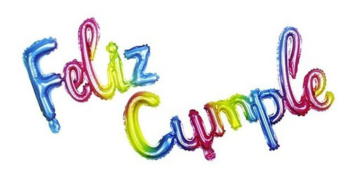 Imagen 1 de 1 de Set Globos Felíz Cumple Letra Cursiva Foil, Elige El Color Color Multicolor