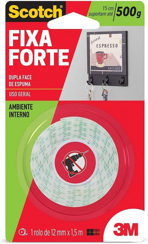 Imagem 1 de 2 de Fita Dupla Face 3m Scotch® Fixa Forte Espuma 12mm X 1,5m