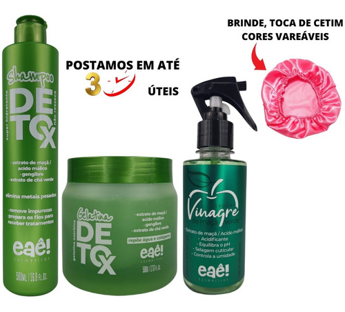 Kit Detox Capilar Shampoo/gelatina/vinagre De Maça Original