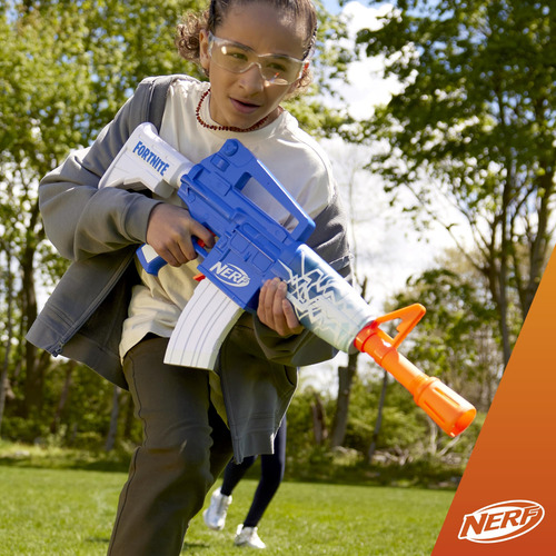 Dart Blaster Nerf Fortnite Blue Shock Con Clip Para 10 Dardo