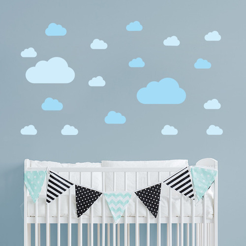 Imagem 4 de 5 de Adesivo De Parede Infantil Nuvens Tons De Azul