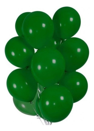Set 50 Globos Látex Liso R9 Color Verde Selva Oscuro