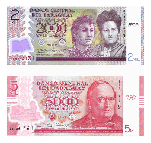 Paraguay 2017 Billetes De 2.000 Y 5.000 Grs. Polímero S/circ