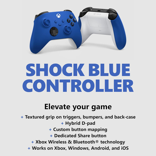 Controle Azul Xbox One Series X Microsoft - Shock Blue Shock Blue