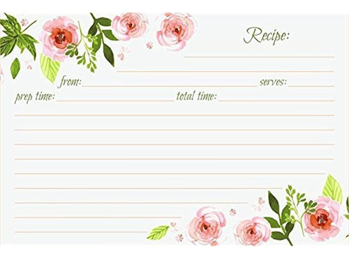 Jot Y Mark Recipe Cards Floral Double Sided 4x6 50 Count Pin