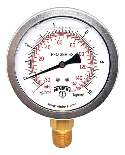 Manómetro Caja Acero Inoxidable 1/2 Winters Glicerina