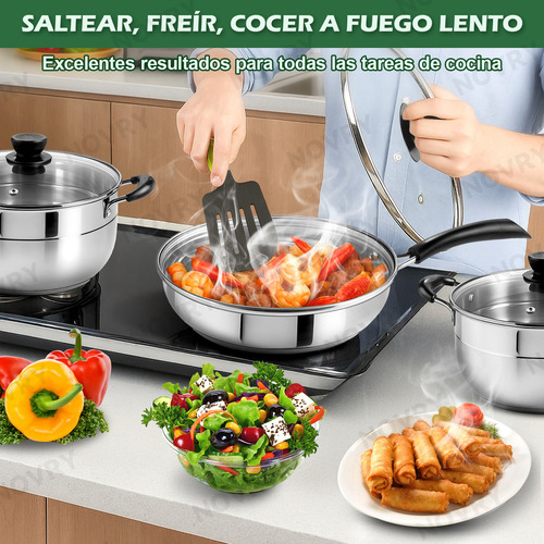 Novry 20pzs Batería de cocina completa Antiadherent Inoxidable Material Espesado Juego De Utensilios De Cocina Ollas Y Sartenes