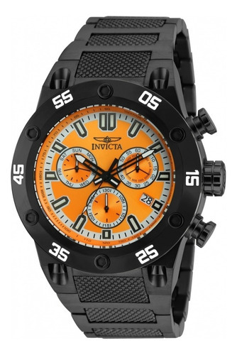 Reloj Invicta Hombre Analogico Crono Fechador 19855 Color de la malla Negro Color del bisel Negro Color del fondo Naranja