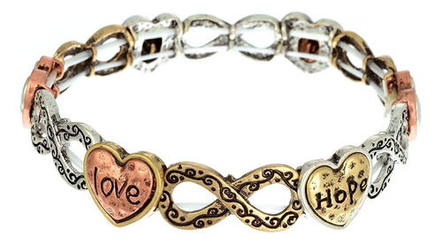 Pammyj Faith Hope Love Tri Tone Heart Infinity - Pulsera Elá