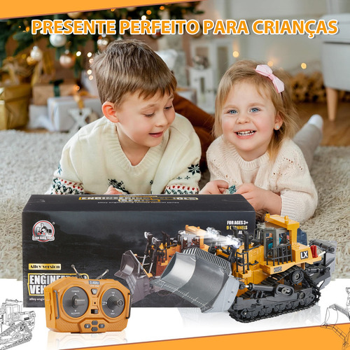 Lictin Trator De Brinquedo Rc Em Escala 1:16, Trator De Carregamento Frontal Rc De 9canais Para Crianças, Trator De Controle Remoto Totalmente Funcional De 2,4 Ghz, Caminhão De Brinquedo Com Luz E Som