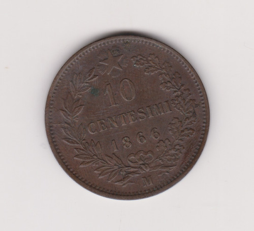 Moneda Italia 10 Centesimi Año 1866 M Excelente +