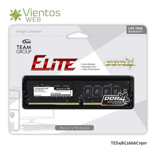 Memoria Ram 8gb 2666mhz Ddr4 (1x8gb) Team Elite Pc U-dimm