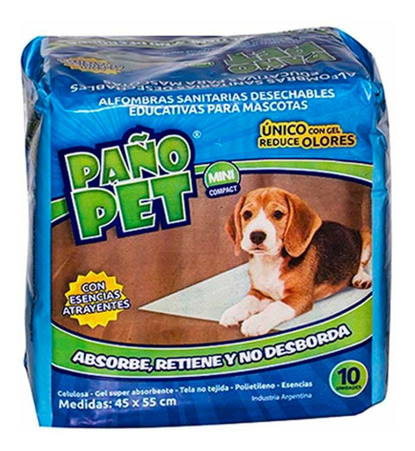 Alfombra Sanitaria Paño Pet Mini 45 X 55 Cm X 10 Unidades