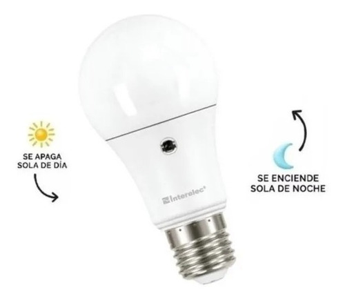 Imagen 2 de 11 de Lampara Led Con Fotocélula 10w E27 Luz Fría 220v Interelec