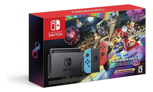 Funda Para Nintendo Switch Con Azul Neón Y Rojo Neón + Mario