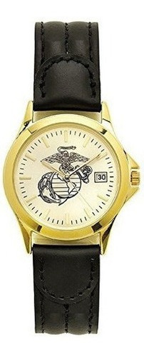 Reloj Aqua Force Marines De Laton Dorado Con Correa De Piel 