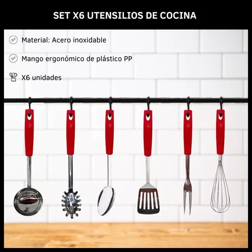 GENERICO Set Utensilios De Cocina Acero Inoxidable X6 Unidades